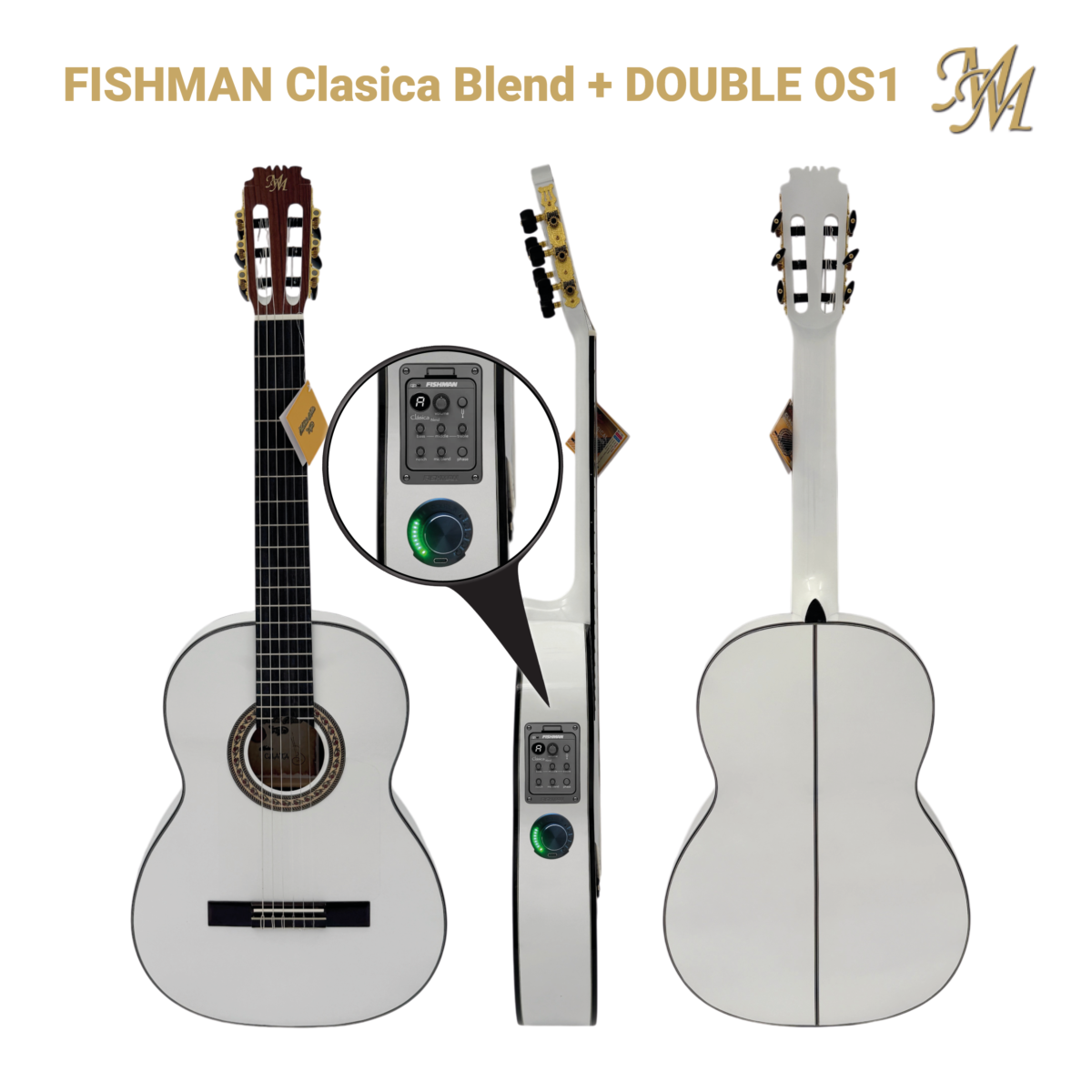 Guitarra Flamenca: "Chata" blanca, OS1 + Fishman Clasica blend ORIGINAL USA