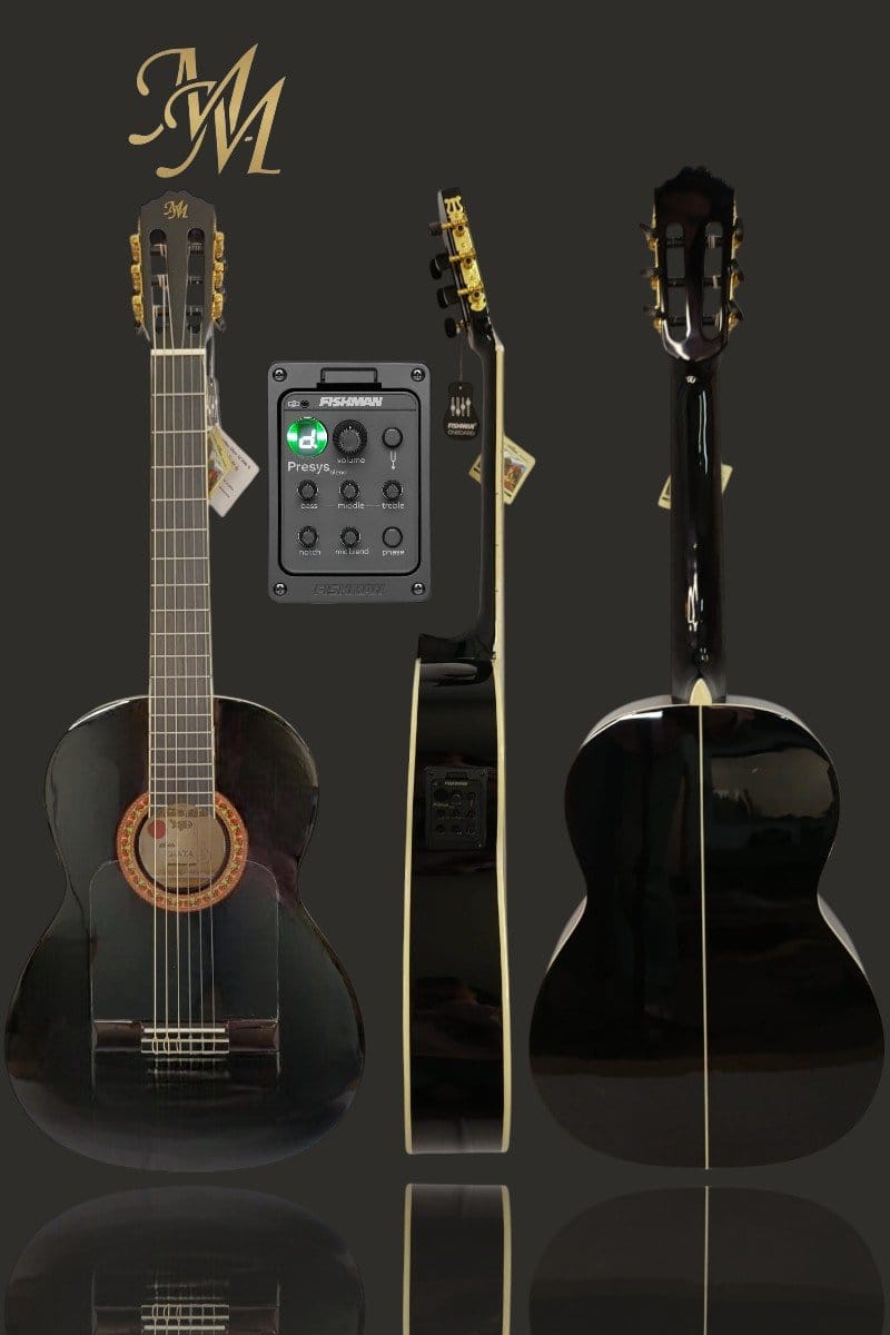Guitarra Flamenca "Chata" negra, Fishman Clásica blend ORIGINAL USA