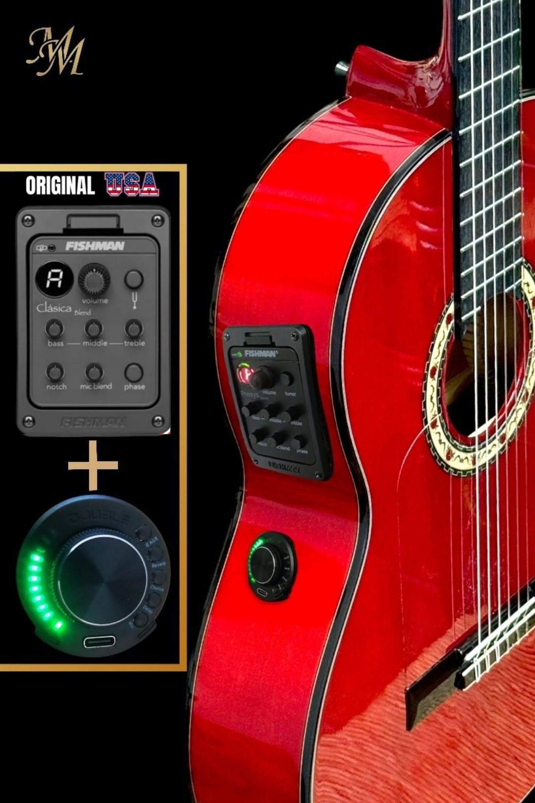 Guitarra flamenca "Manuela, roja OS1 + Fishman Clásica blend. Cipres real español