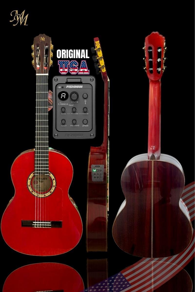 Guitarra Flamenca "Candela" roja Fishman Clásica blend ORIGINAL USA