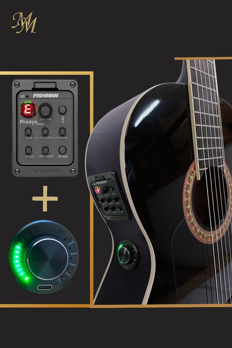 Guitarra Flamenca "Chata" negra, OS1 + Fishman Clasica blend ORIGINAL USA