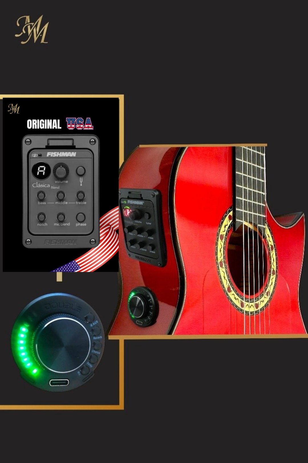 Guitarra flamenca "Manuela" CUT roja OS1 + Fishman Clásica blend. Cipres real español