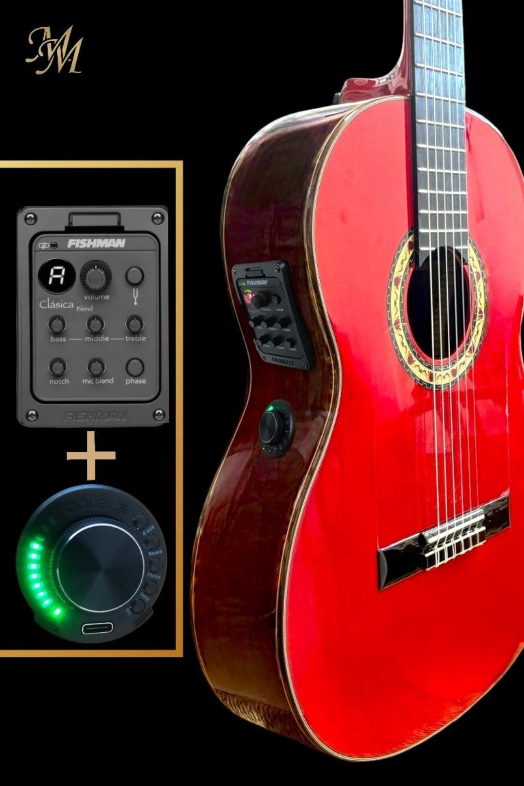 Guitarra Flamenca "Candela" roja OS1 + Fishman clásica blend