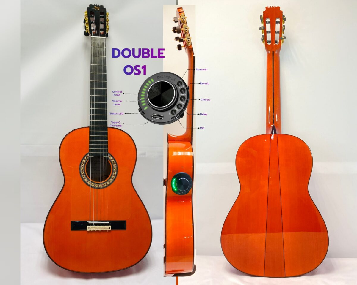 Guitarra flamenca "PICONERA" toda maciza Artesana Profesional-Superior color naranja fuerte, OS1