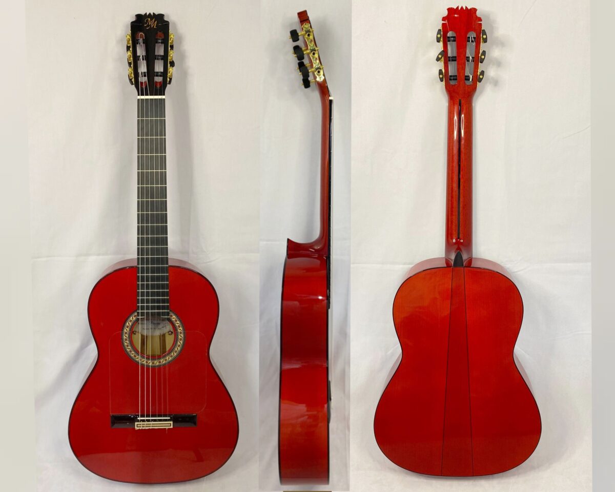 Guitarra flamenca "PICONERA" toda maciza Artesana Profesional-Superior  color rojo