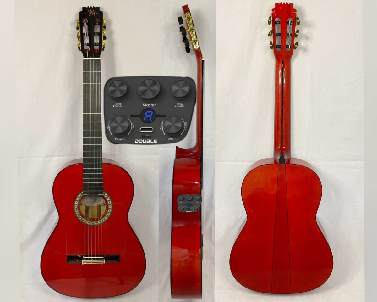 Guitarra flamenca "PICONERA" toda maciza Artesana Profesional-Superior color rojo S1 MAX