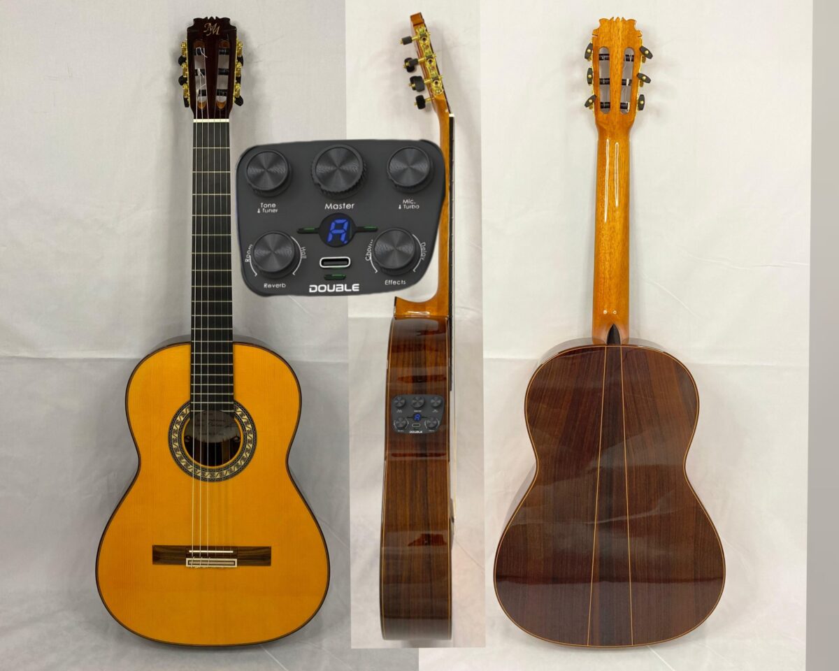 Guitarra flamenca"CAMBORIA" toda maciza Artesana Profesional color naranja S1 MAX