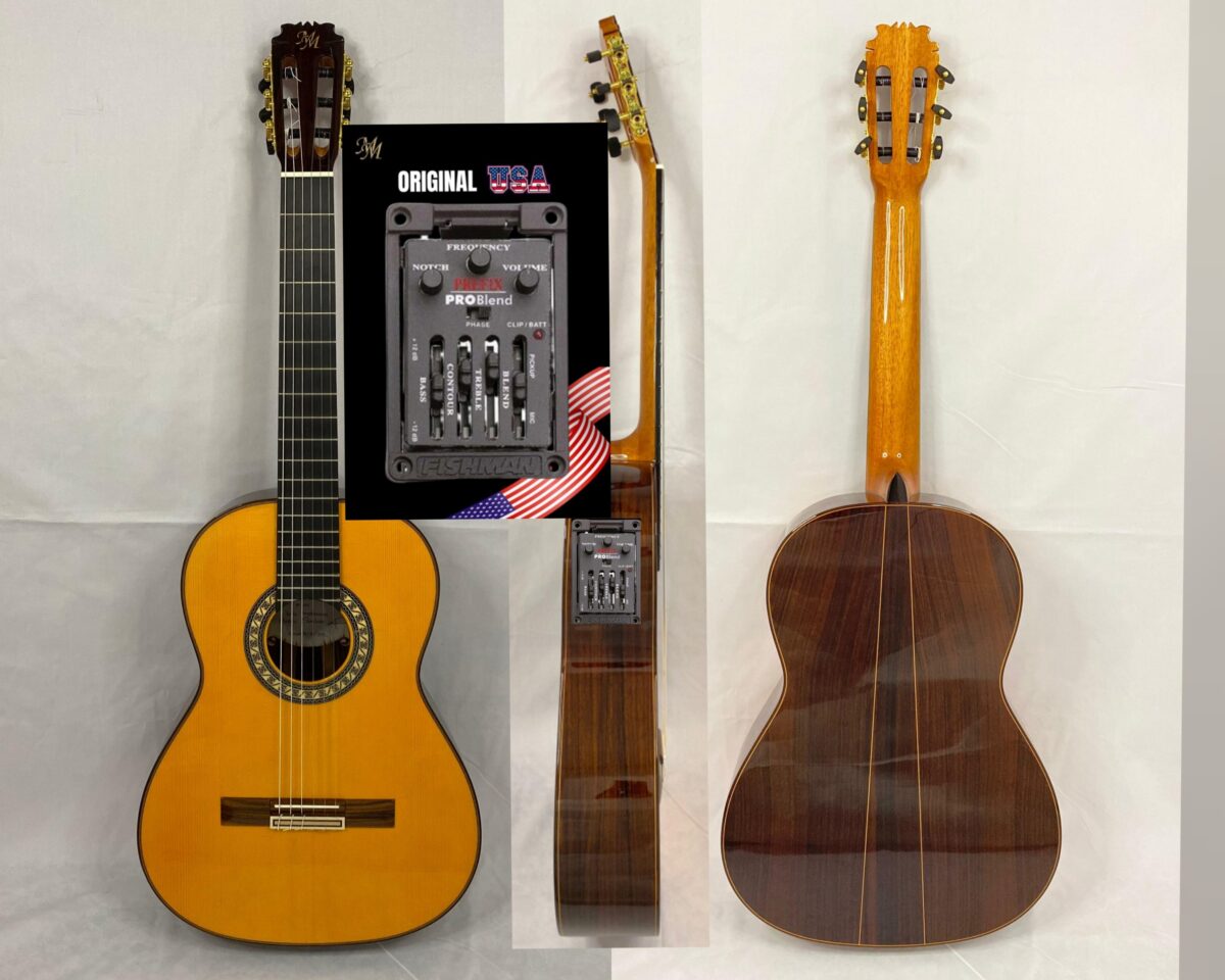 Guitarra flamenca "CAMBORIA" toda maciza Artesana Profesional color naranja PREFIX PRO BLEND