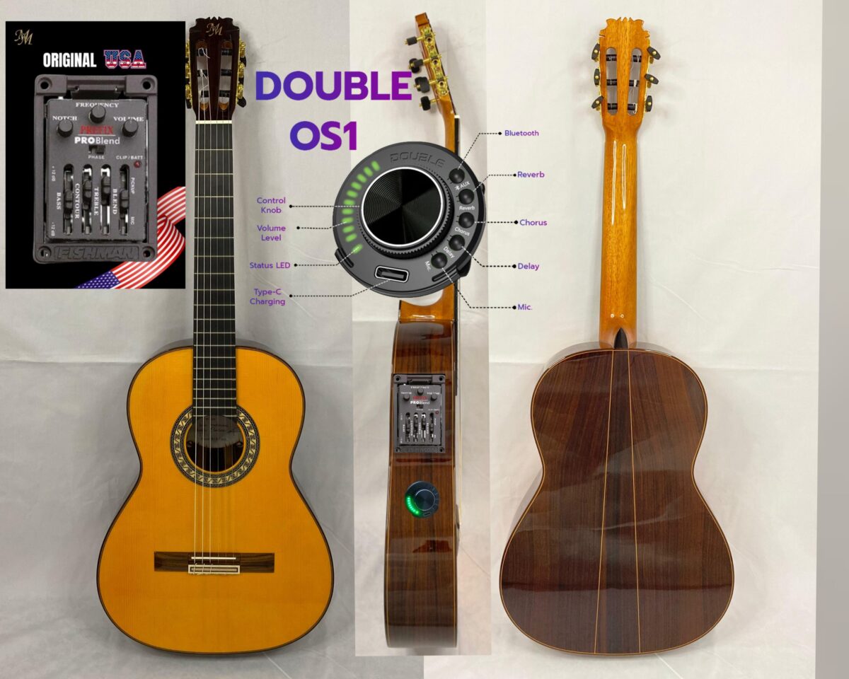 Guitarra flamenca "CAMBORIA" toda maciza Artesana Profesional color naranja OS1 + Prefix Pro blend