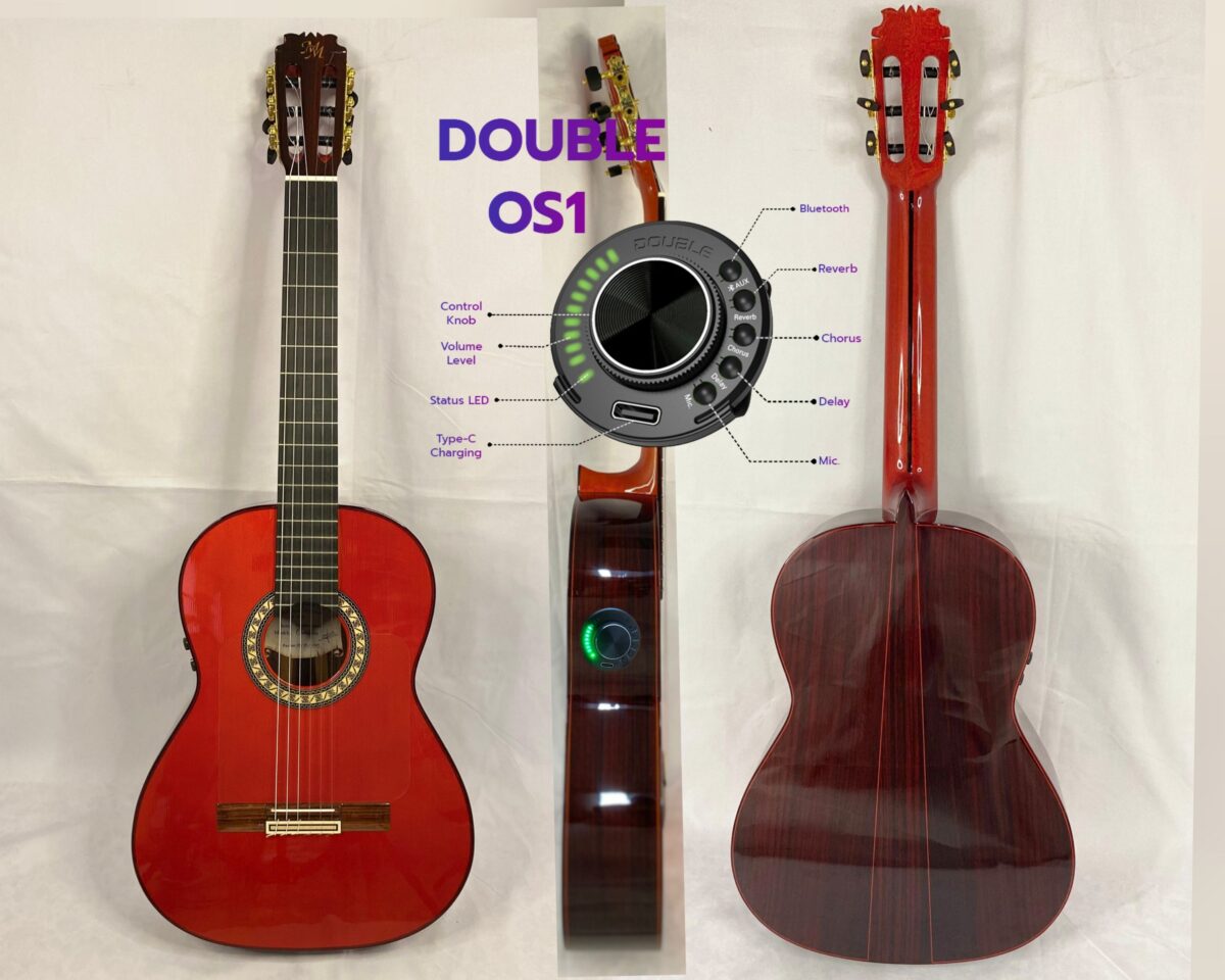 Guitarra flamenca "CAMBORIA" toda maciza Artesana Profesional color rojo OS1