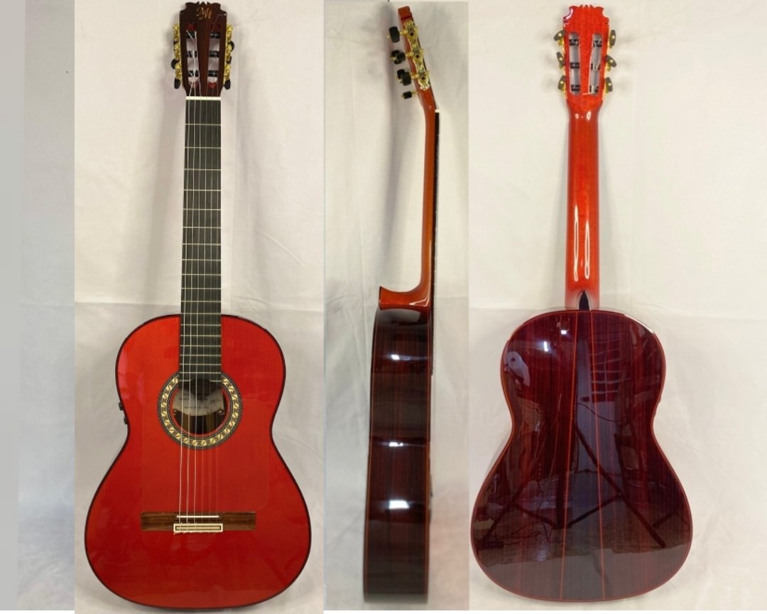 Guitarra flamenca "CAMBORIA" toda maciza Artesana Profesional color rojo