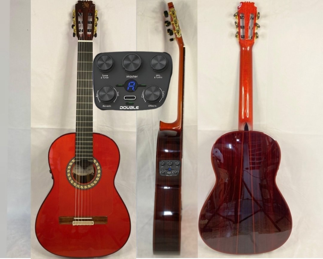 Guitarra flamenca "CAMBORIA" toda maciza Artesana Profesional color rojo S1 MAX