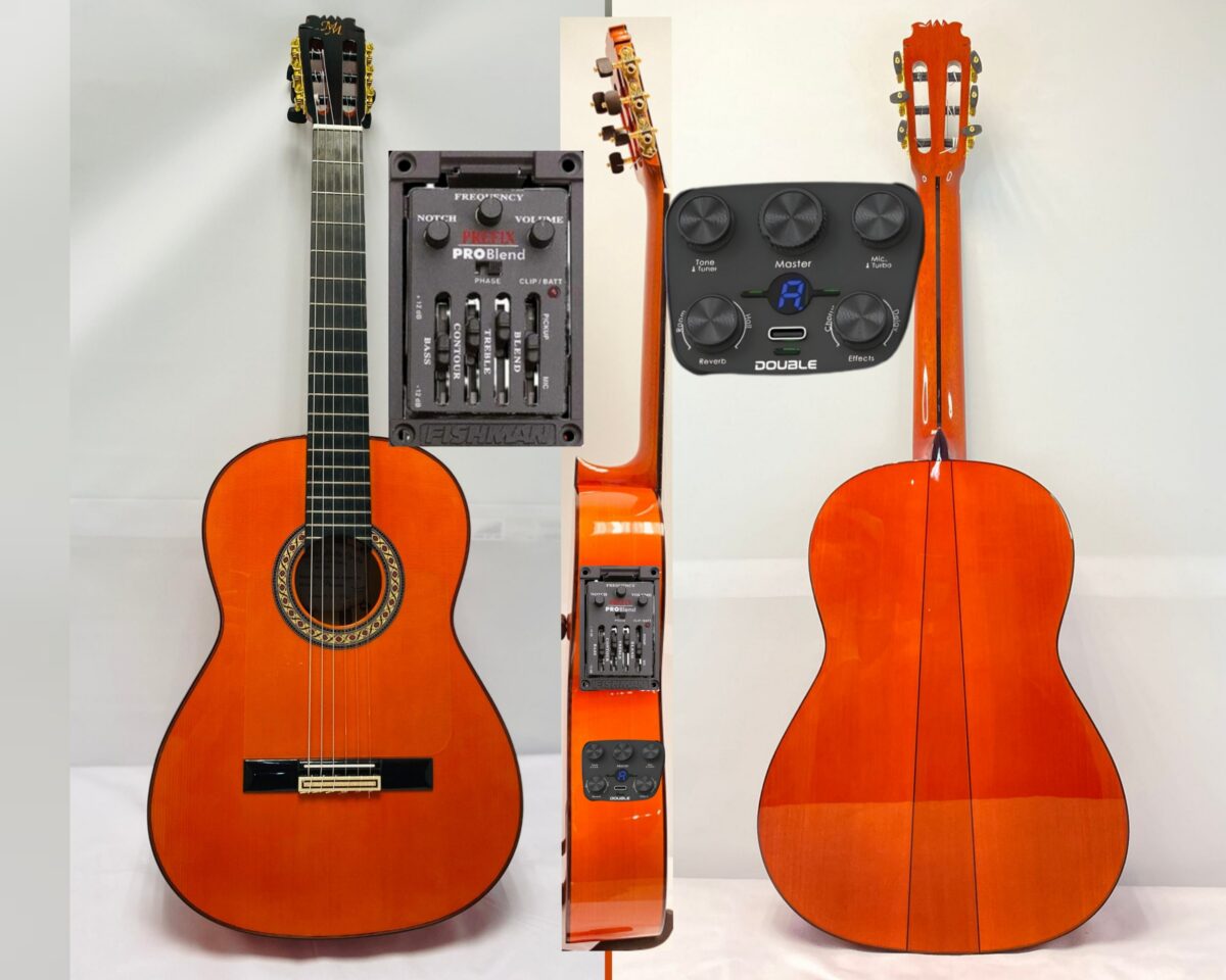 Guitarra flamenca "PICONERA" toda maciza Artesana Profesional-Superior color naranja fuerte, S1 MAX + PREFIX PRO BLEND