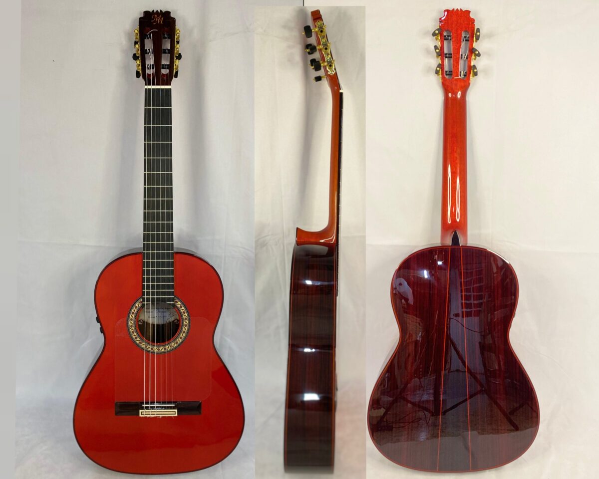 Guitarra flamenca "FARAONA" toda maciza Artesana Profesional-Superior color rojo