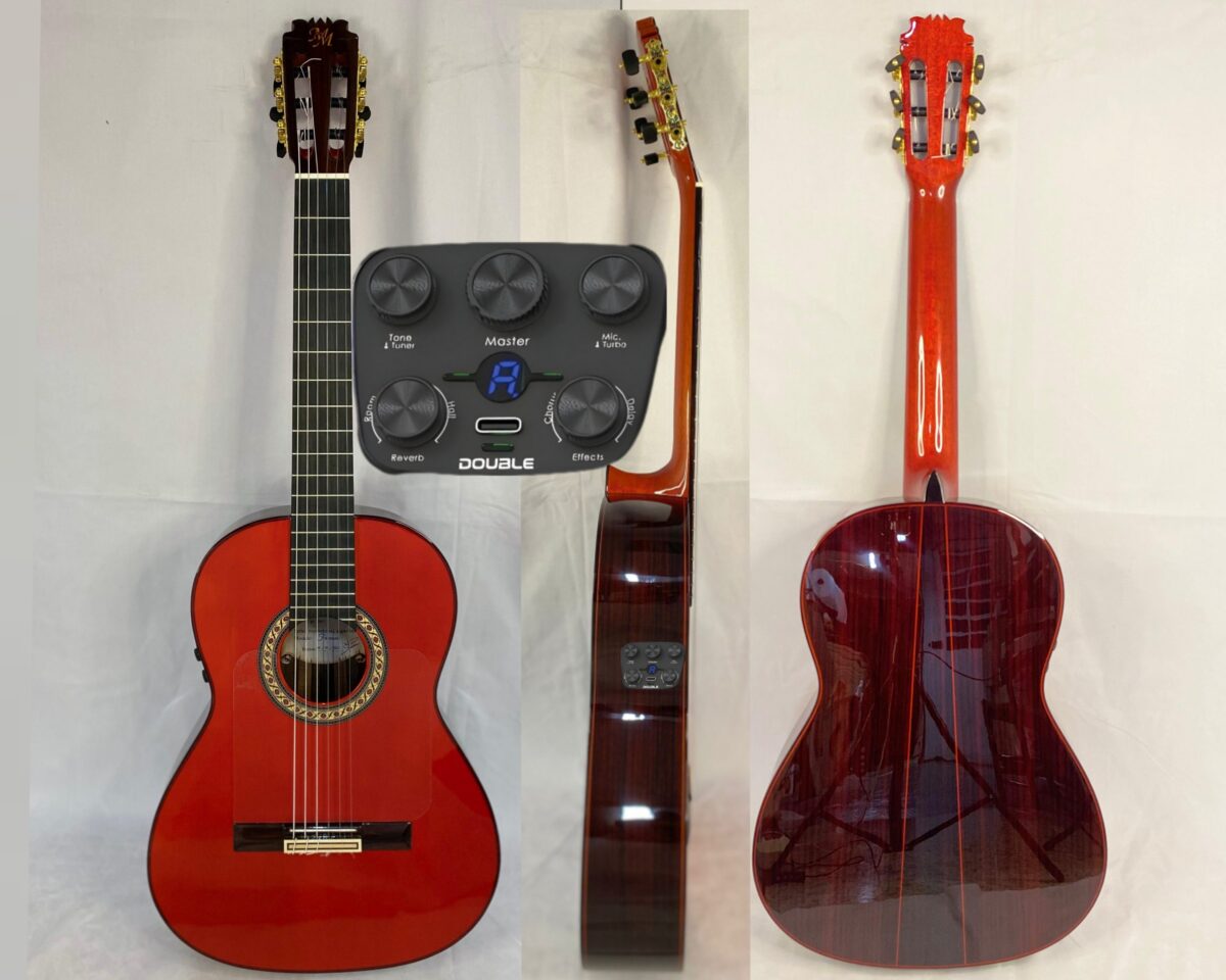 Guitarra flamenca "FARAONA" toda maciza Artesana Profesional-Superior color rojo S1 MAX