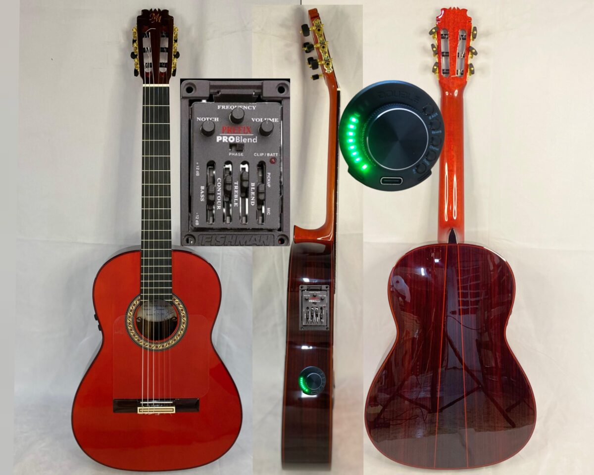 Guitarra flamenca "FARAONA" toda maciza Artesana Profesional-Superior  color rojo, OS1 + PREFIX PRO BLEND