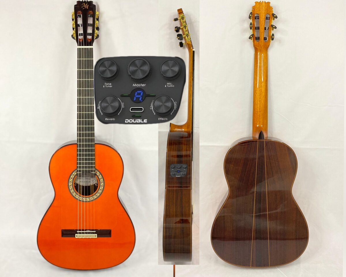 Guitarra flamenca "FARAONA" toda maciza Artesana Profesional-Superior color naranja fuerte S1 MAX