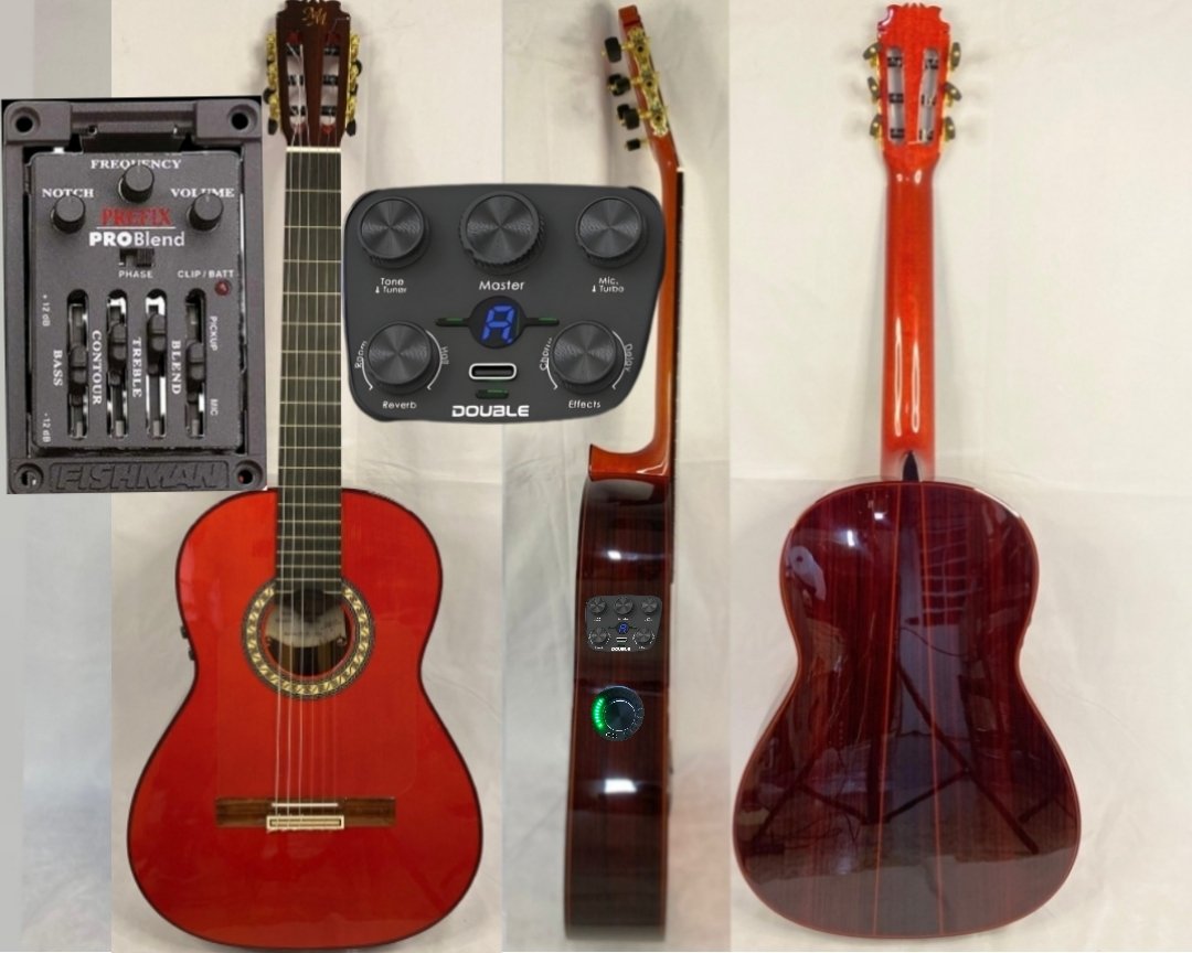 Guitarra flamenca "CAMBORIA" toda maciza Artesana Profesional color rojo S1 MAX + Prefix Pro blend