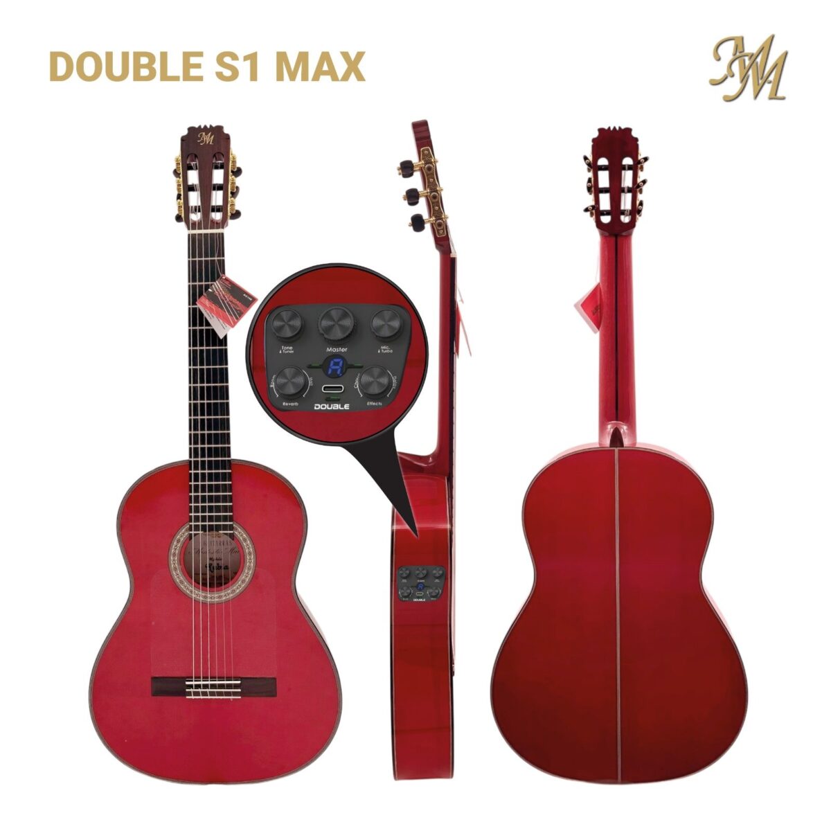 Guitarra Flamenca Serie Superior, modelo "RUBIA" color rojo Cipres Real Español Double S1 MAX