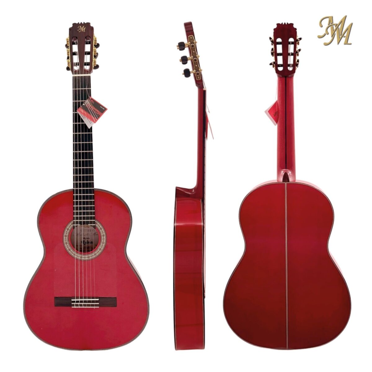 Guitarra Flamenca Serie Superior, modelo "RUBIA" color rojo Cipres Real Español