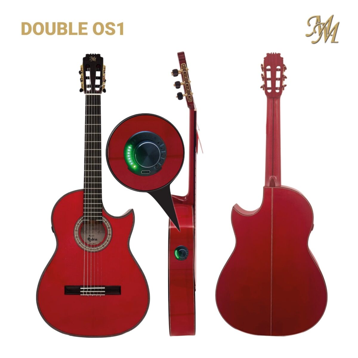 Guitarra Flamenca Serie Superior, modelo "RUBIA" CUT color rojo Cipres Real Español Double OS1