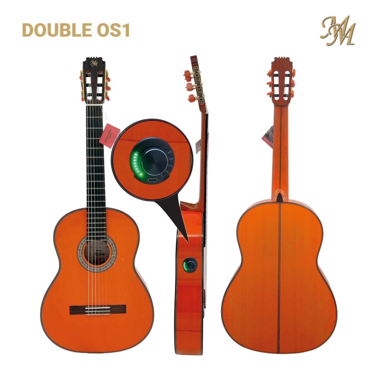 Guitarra Flamenca Serie Superior, modelo "RUBIA" color naranja Cipres Real Español Double OS1