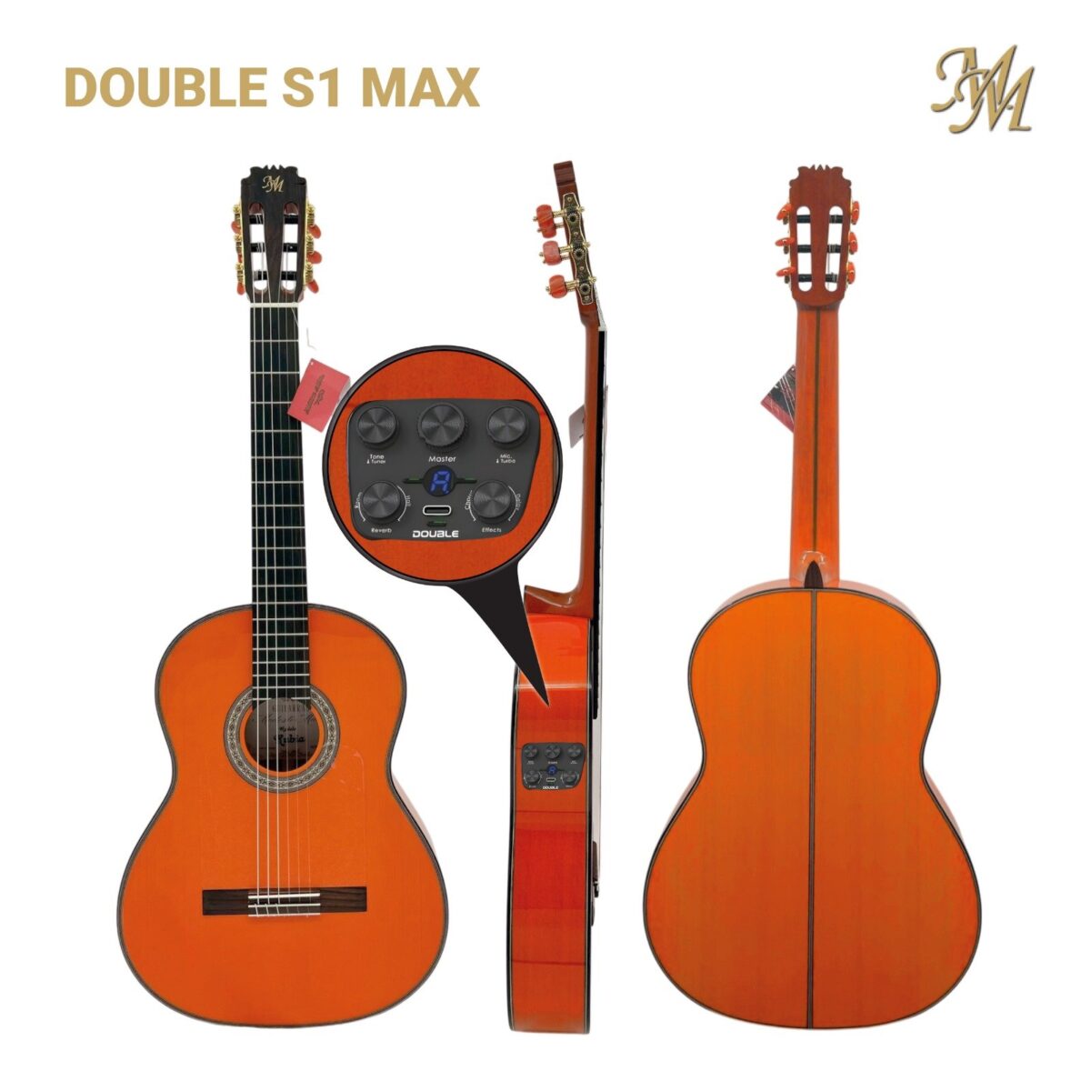 Guitarra Flamenca Serie Superior, modelo "RUBIA" color naranja Cipres Real Español Double S1 MAX