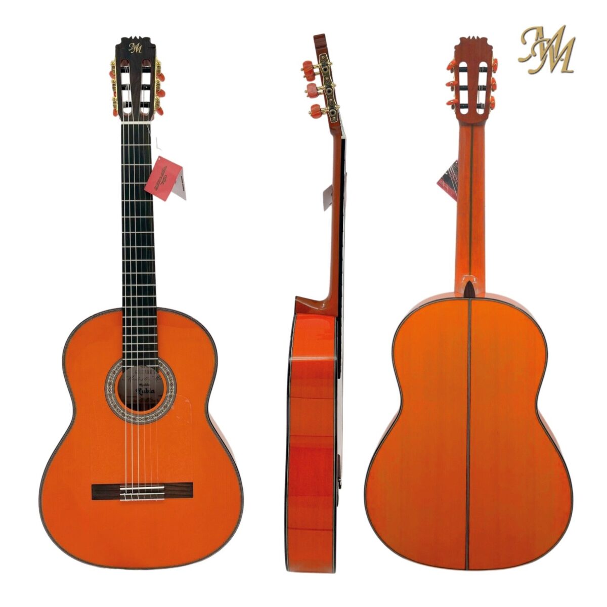 Guitarra Flamenca Serie Superior, modelo "RUBIA" color naranja Cipres Real Español