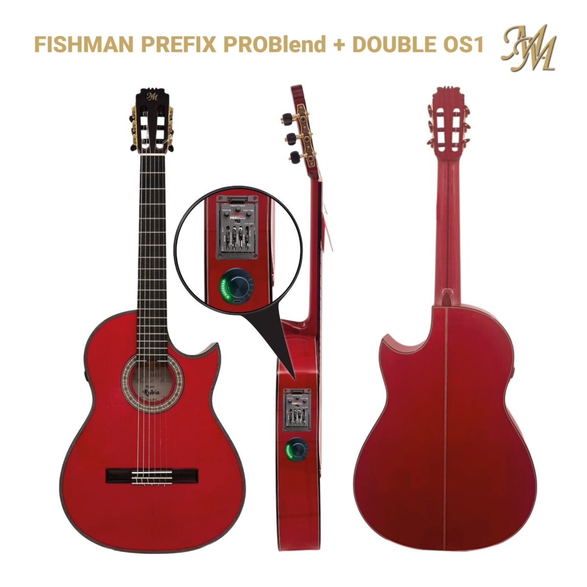 Guitarra Flamenca Serie Superior, modelo "RUBIA" CUT color rojo Cipres Real Español Fishman Prefix Pro blend + Double OS1