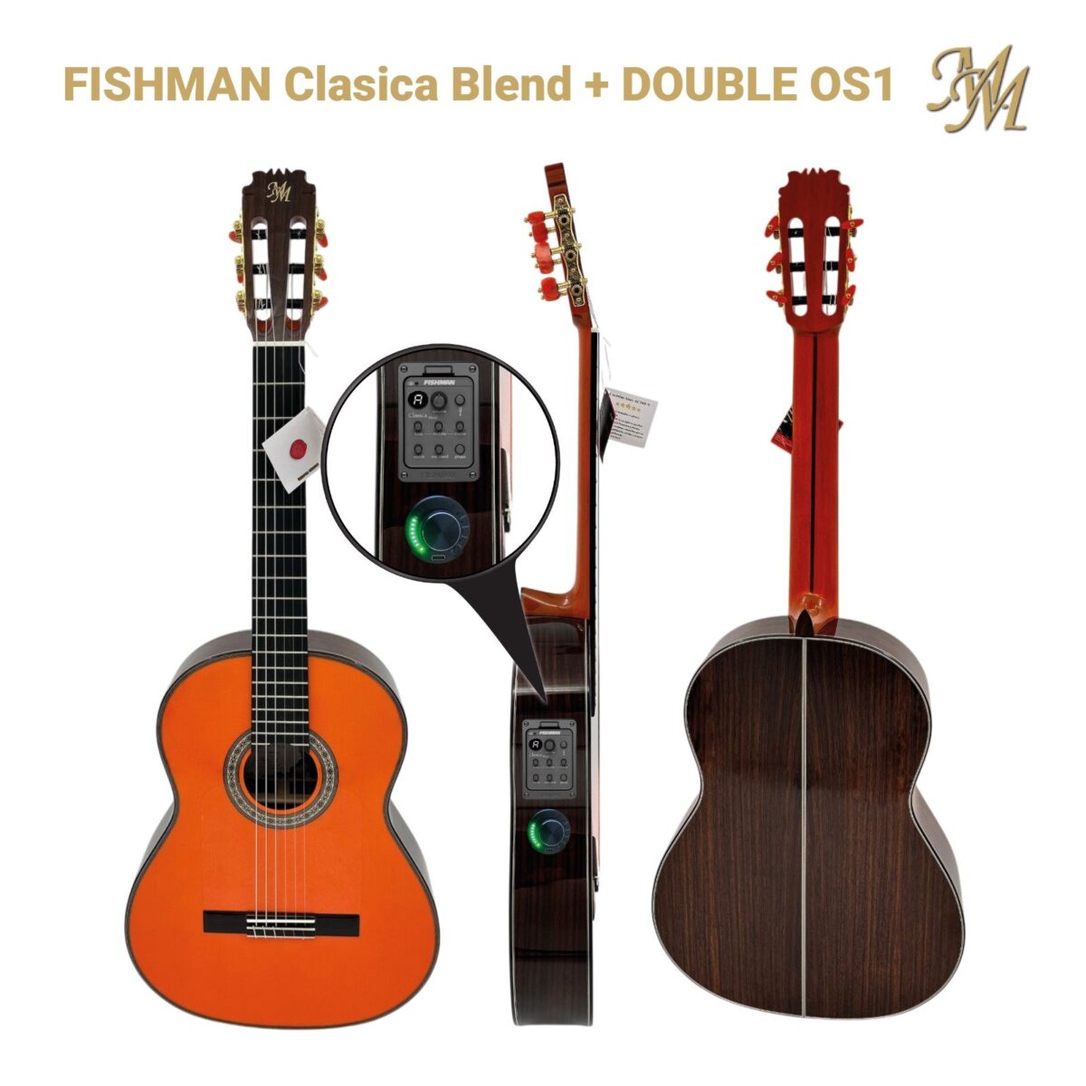 Guitarra Flamenca Serie Limitada "EL PERLA"color naranja OS1 + Fishman Clásica blend Original USA Palosanto de India