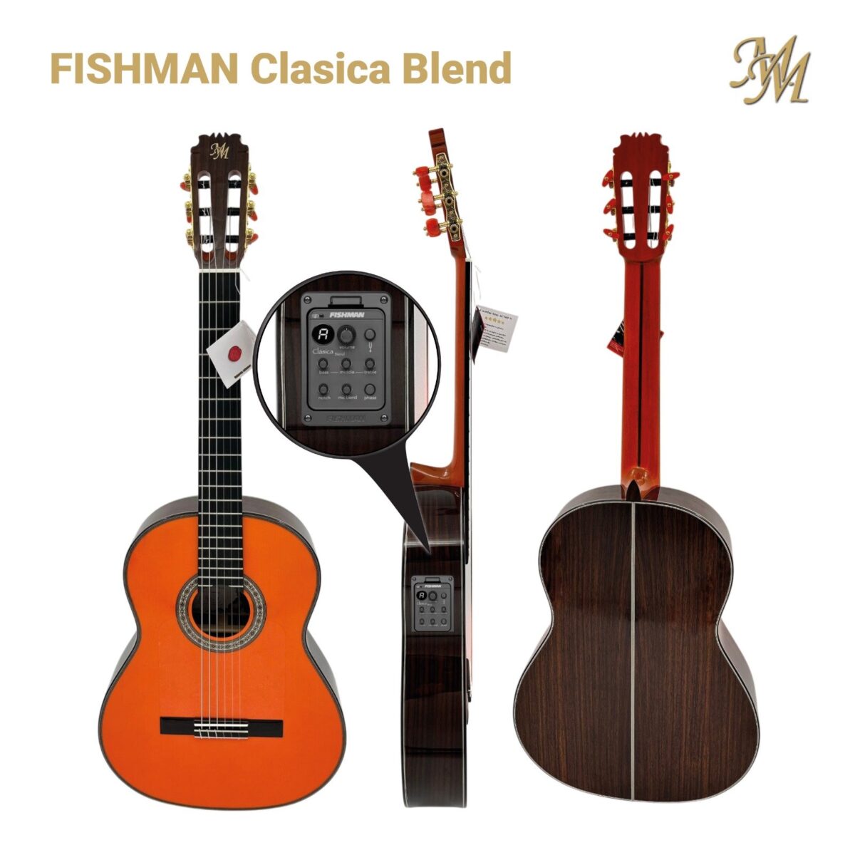 Guitarra Flamenca Serie Limitada "EL PERLA" color naranja Fishman Clásica blend Original USA Palosanto de India