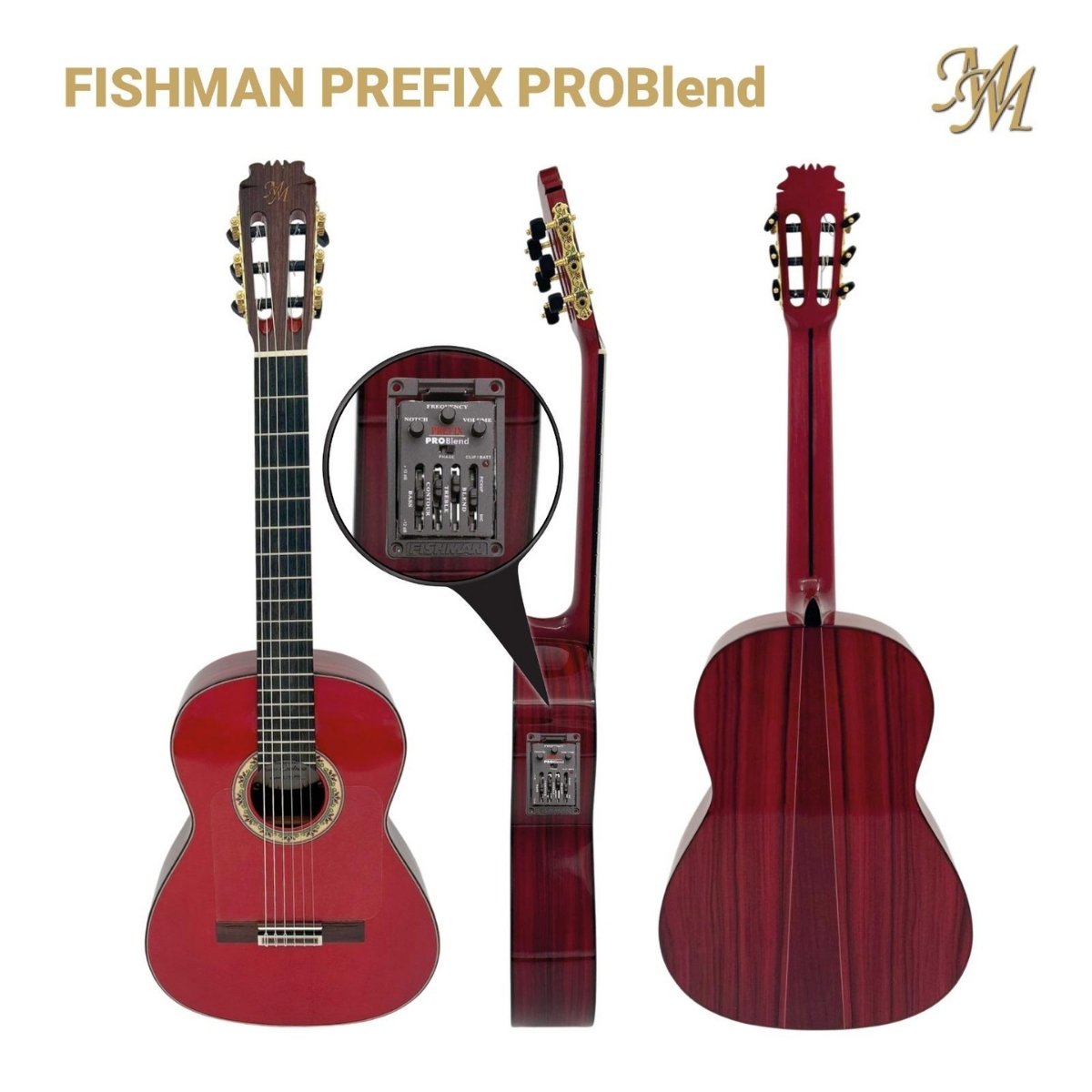 Guitarra Artesana Excelencia Fishman Prefix Pro Blend Color Rojo