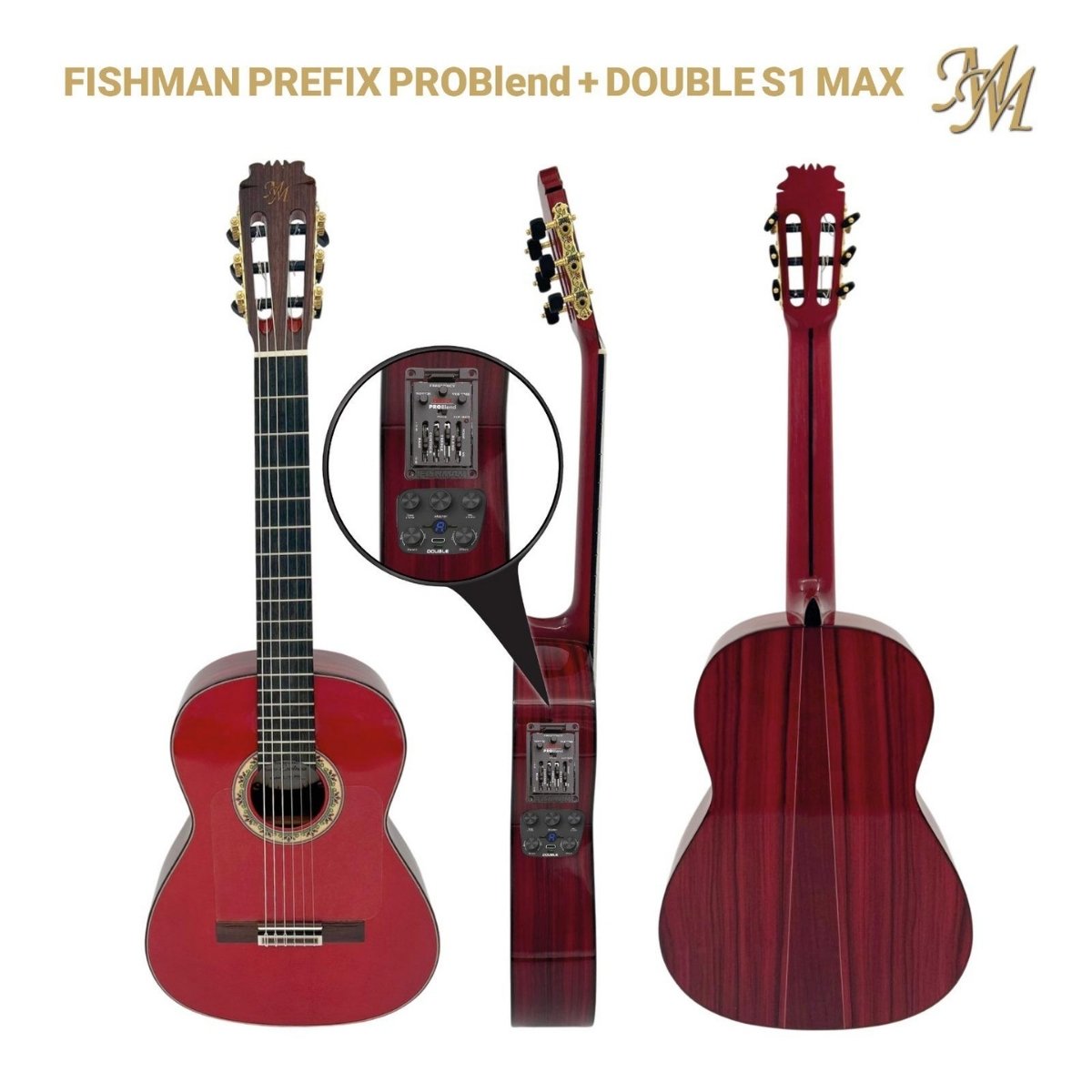Guitarra Artesana Excelencia Fishman Prefix Pro Blend + S1Max Color Rojo