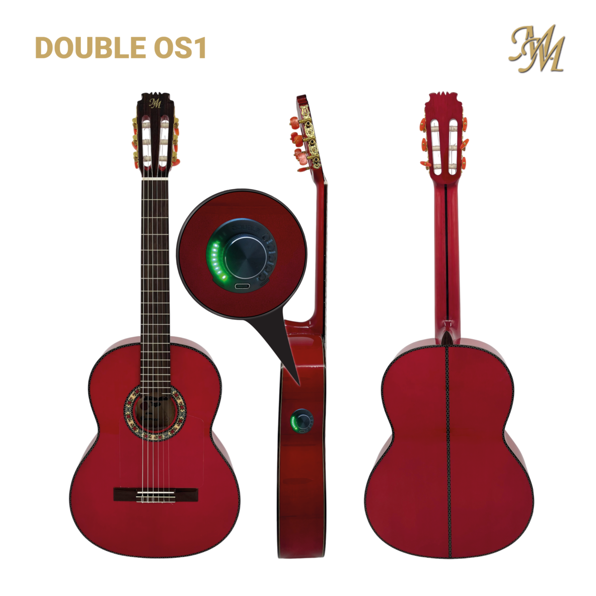 Guitarra Flamenca Farruca Double OS1, rojo