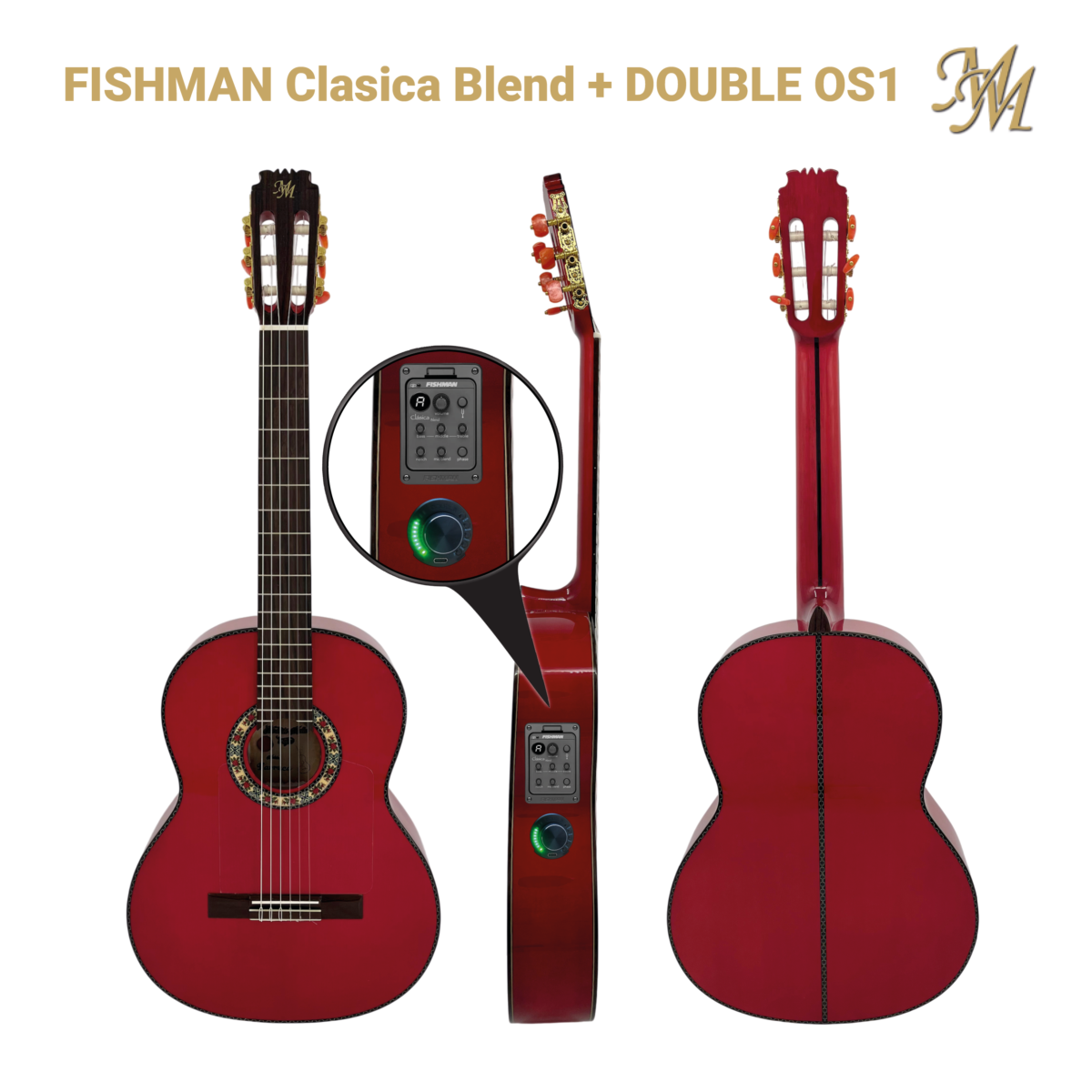 Guitarra Flamenca Farruca OS1 + Fishman clasica blend, color rojo