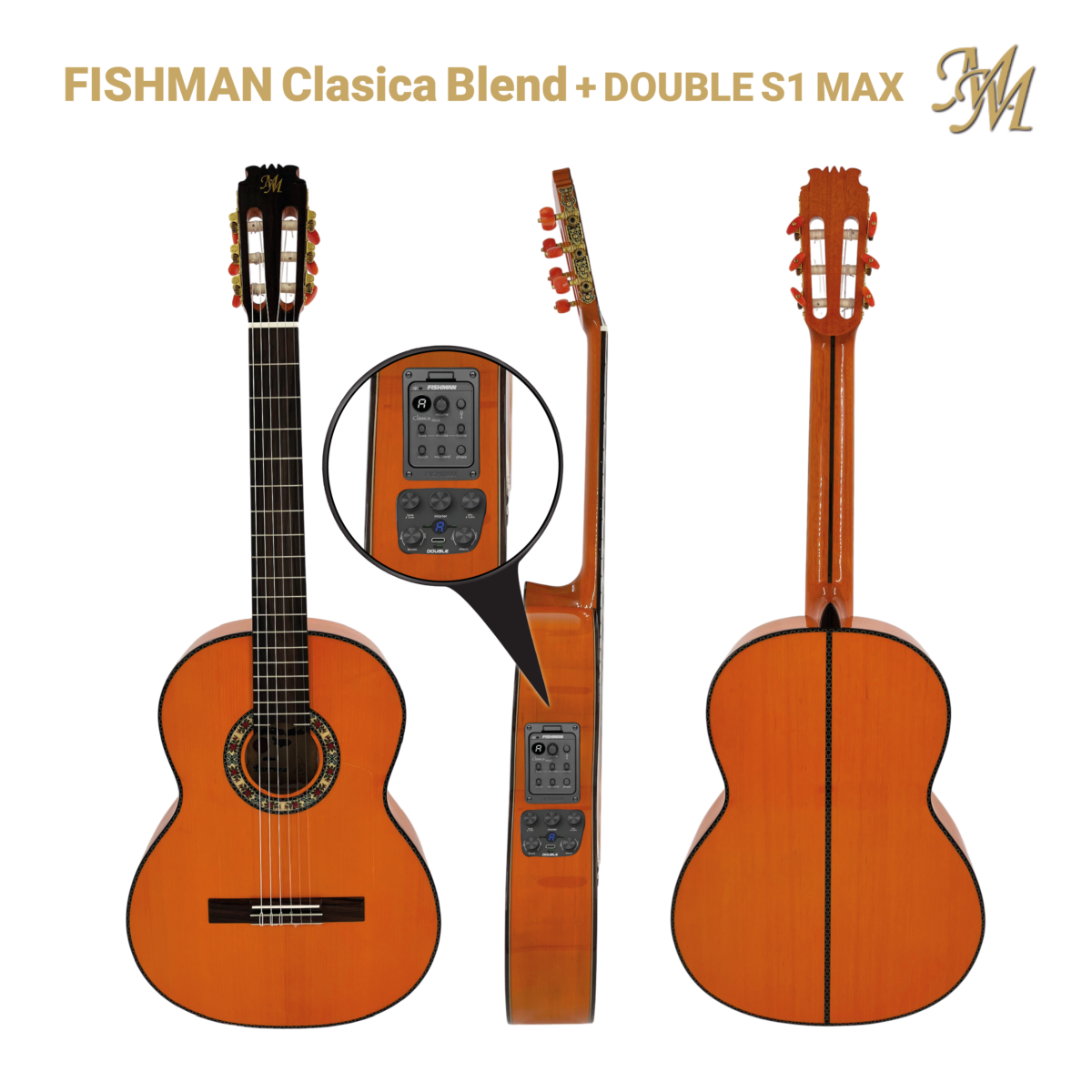 Guitarra Flamenca Farruca Double S1 Max + Fishman Clasica Blend , naranja