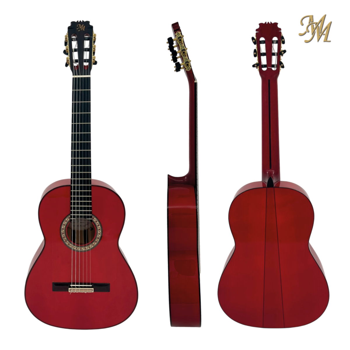 Guitarra flamenca "PICONERA" toda maciza Artesana Profesional-Superior  color rojo