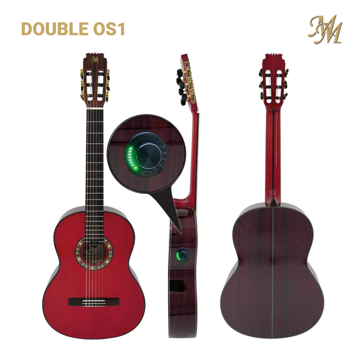 Guitarra Flamenca Zarzamora Double OS1, color rojo