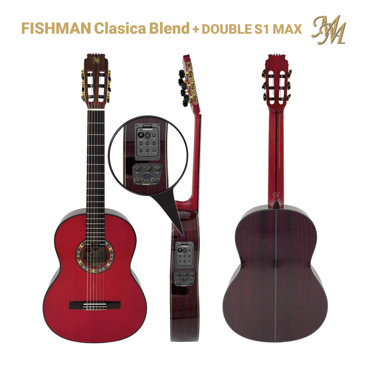 Guitarra Flamenca Zarzamora Double S1 Max + Fishman Clasica Blend , color rojo
