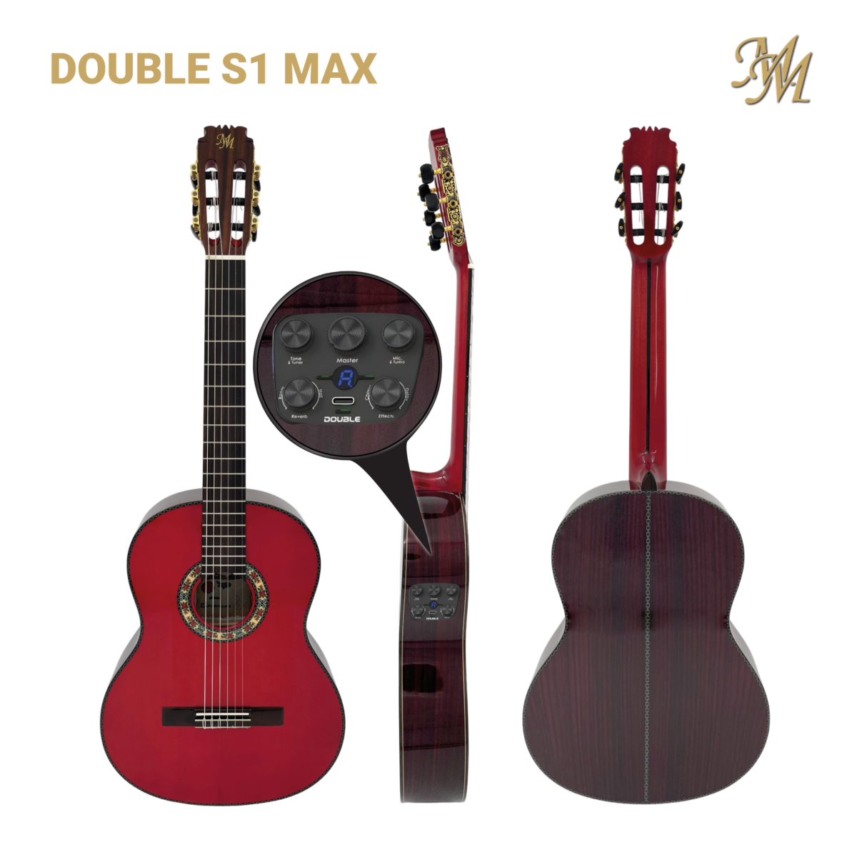 Guitarra Flamenca Zarzamora Double S1 Max, color rojo