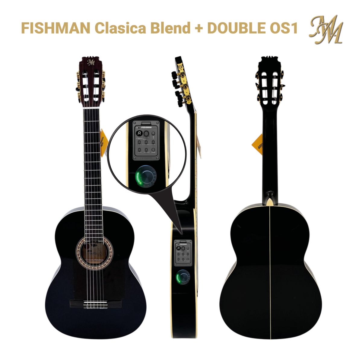 Guitarra Flamenca "Chata" negra, OS1 + Fishman Clasica blend ORIGINAL USA